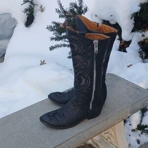 Old Gringo Razz boots in black leather with floral embroidery Sz 9B